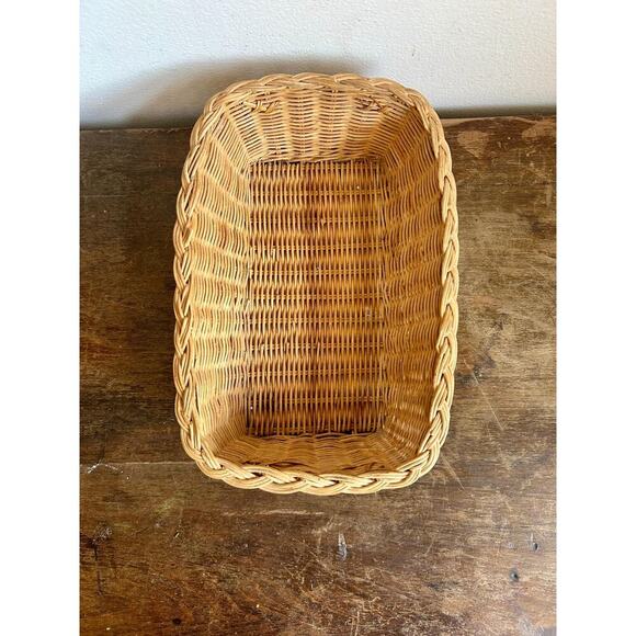 Vintage Wicker Tray and Basket Duo | Farmhouse Cottagecore Decor - Picture 4 of 10